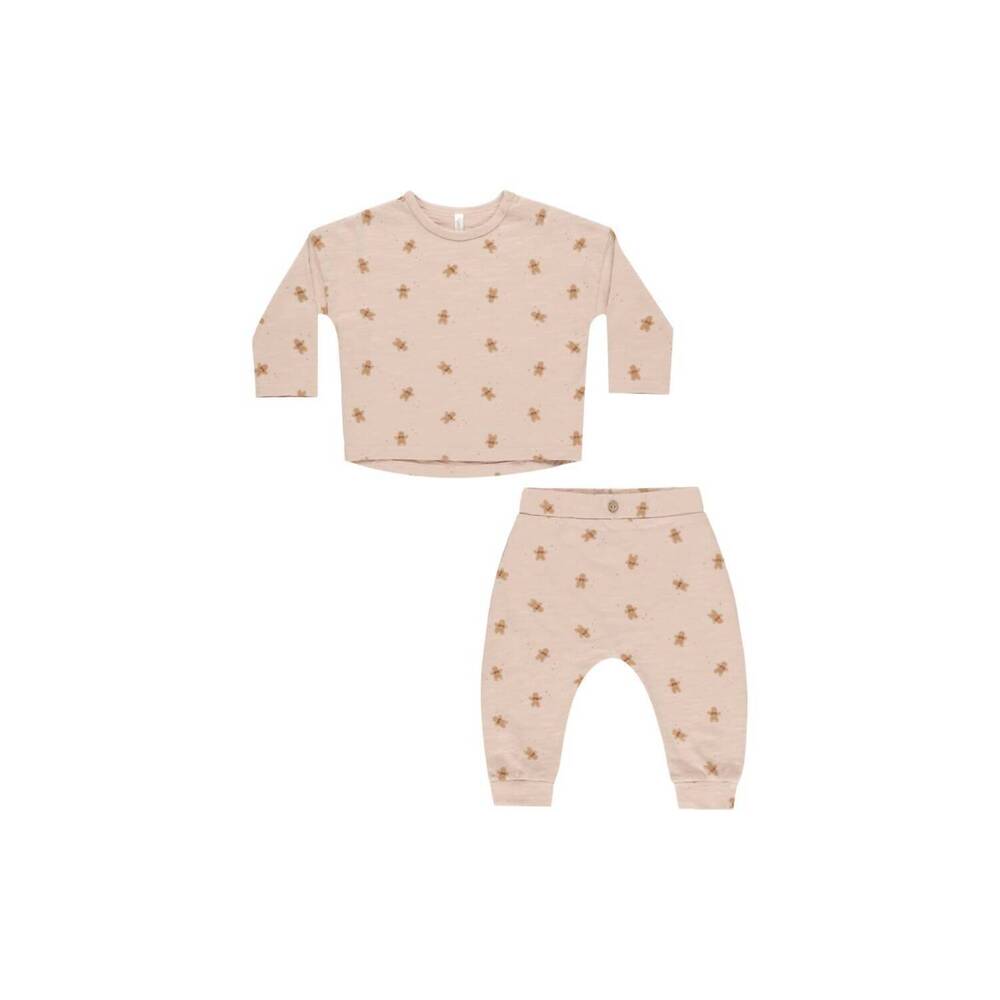 NEW RYLEE + CRU girls' gingerbread long sleeve pant set in pink
